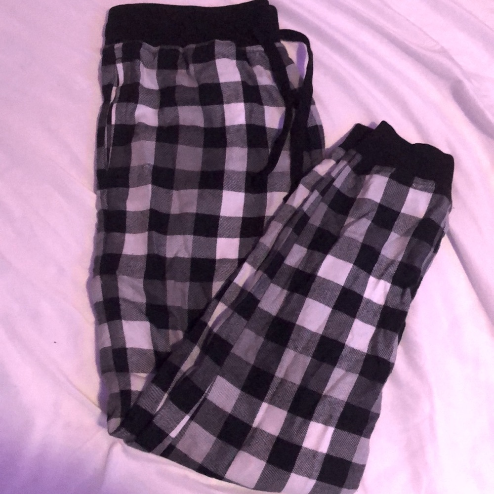 Express Black + White Plaid Joggers